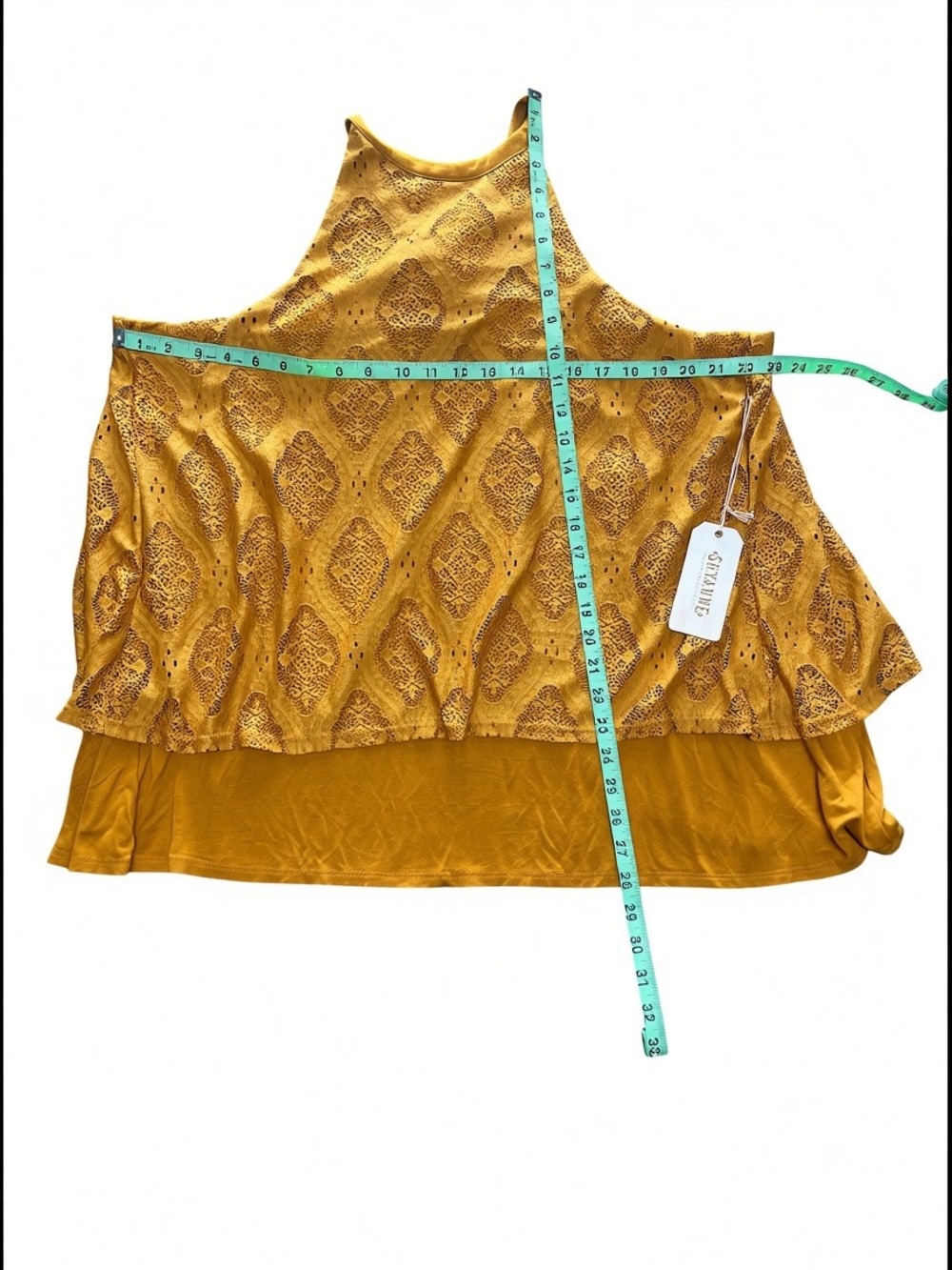 Shyanne Mustard Yellow Boho Crossover Back Top Size XL NWT - Picture 4 of 6